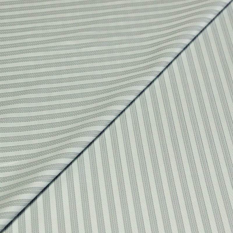 Popeline 100% coton peigné - Rayé bleu clair