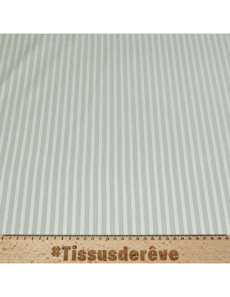 Popeline 100% coton peigné - Rayé bleu clair
