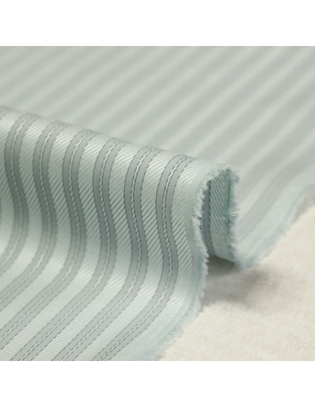 Popeline 100% coton peigné - Rayé bleu clair