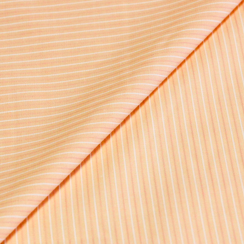 Popeline 100% coton peigné - Rayé orange et blanc