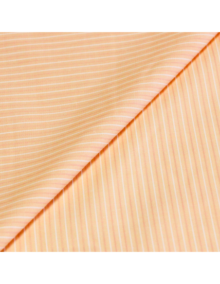 Popeline 100% coton peigné - Rayé orange et blanc