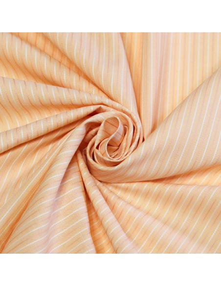 Popeline 100% coton peigné - Rayé orange et blanc
