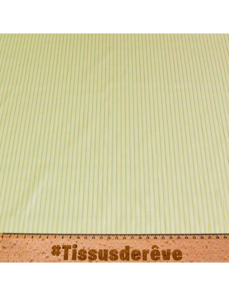 Popeline 100% coton peigné - Rayé vert et blanc