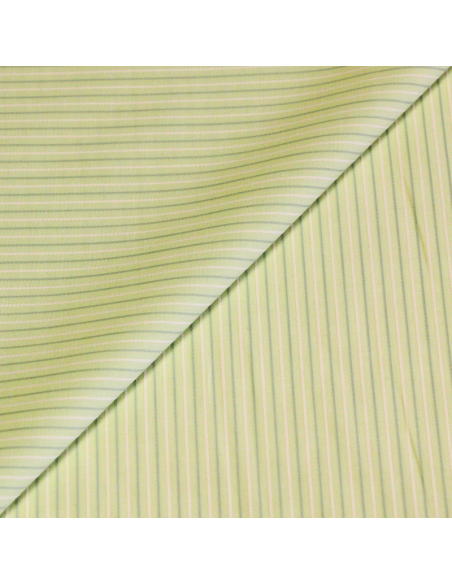Popeline 100% coton peigné - Rayé vert et blanc