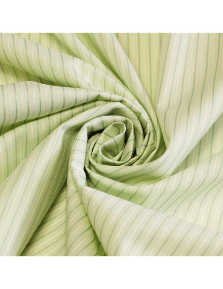 Popeline 100% coton peigné - Rayé vert et blanc