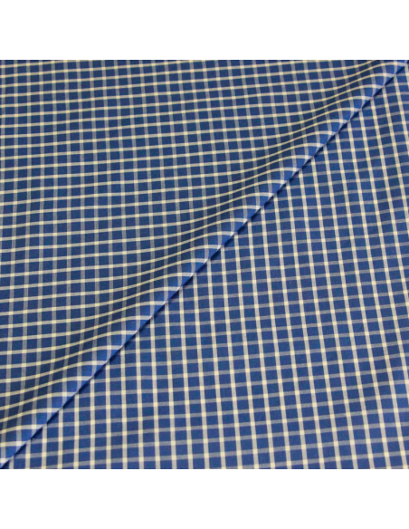 Popeline 100% coton peigné - Carreaux bleu & blanc