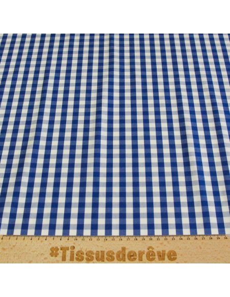 Popeline 100% coton peigné - Vichy bleu & blanc