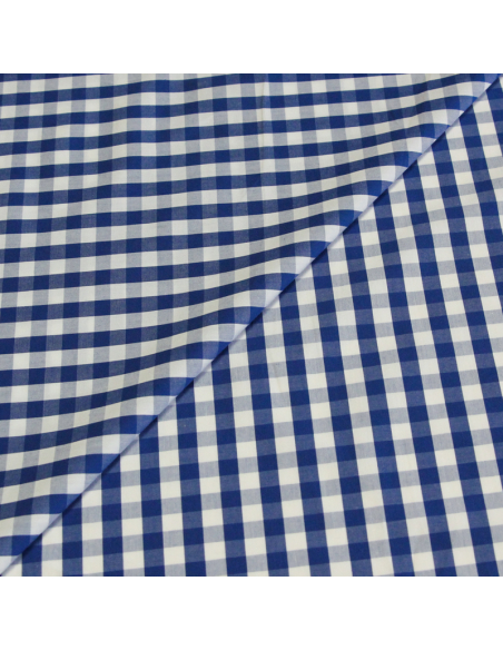Popeline 100% coton peigné - Vichy bleu & blanc