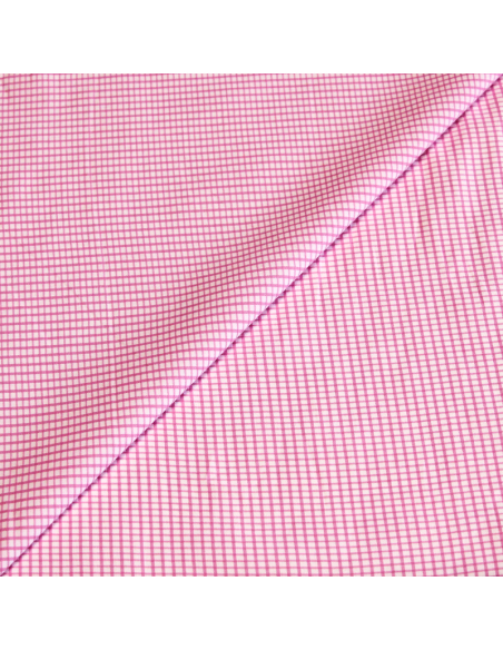 Popeline 100% coton peigné - Carreaux rose et blanc