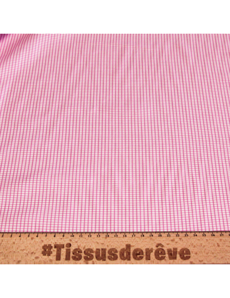 Popeline 100% coton peigné - Carreaux rose et blanc