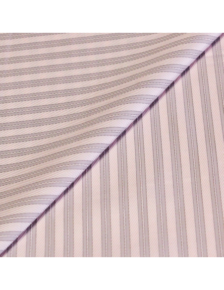 Popeline 100% coton peigné - Rayé rose clair