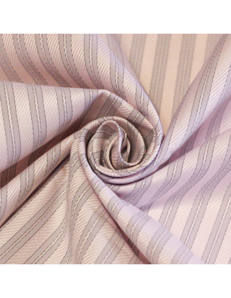 Popeline 100% coton peigné - Rayé rose clair