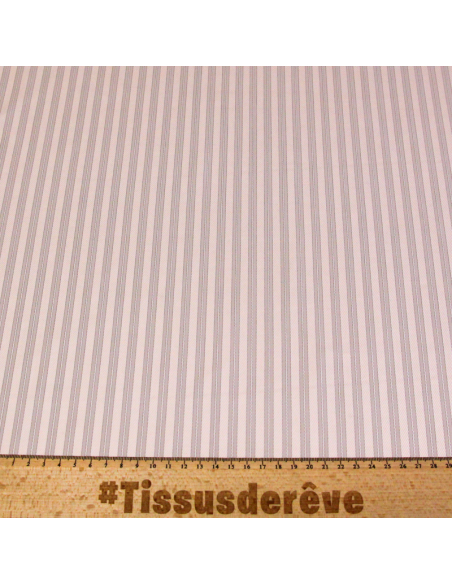 Popeline 100% coton peigné - Rayé rose clair