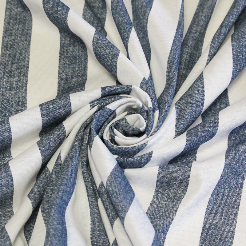 Jersey 100% coton - Rayé bleu effet...
