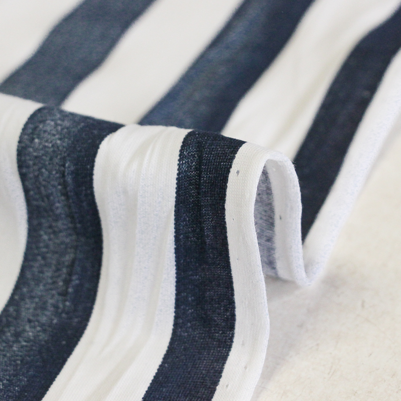 Jersey 100% coton - Rayé bleu effet...