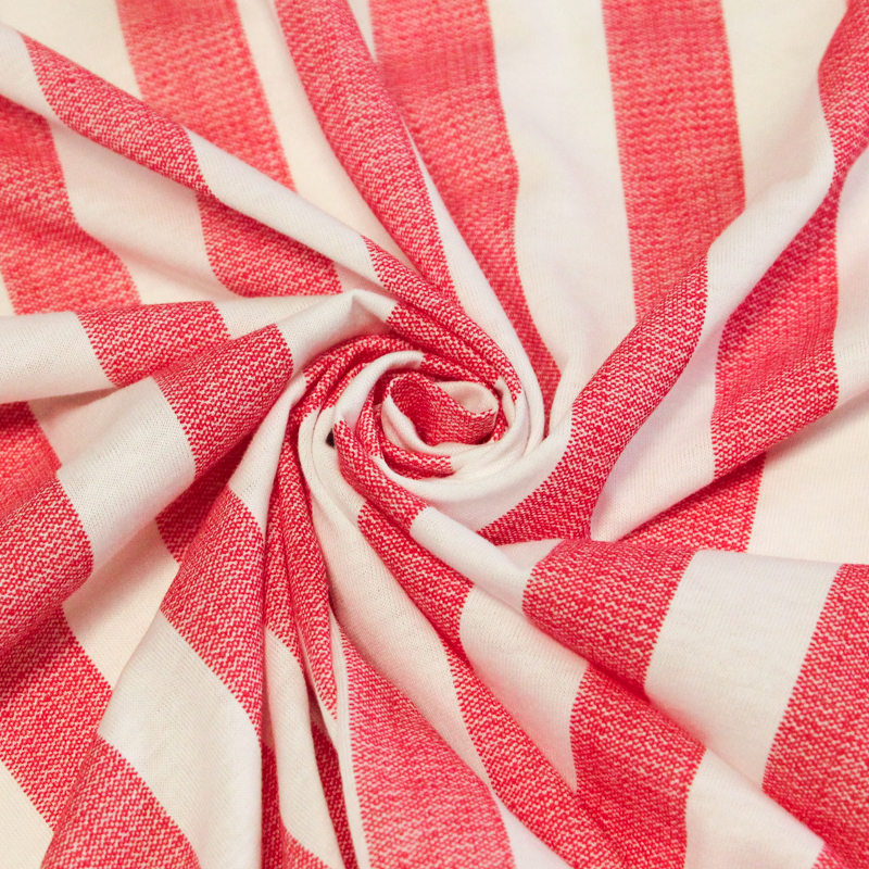 Jersey 100% coton - Rayé rouge effet...
