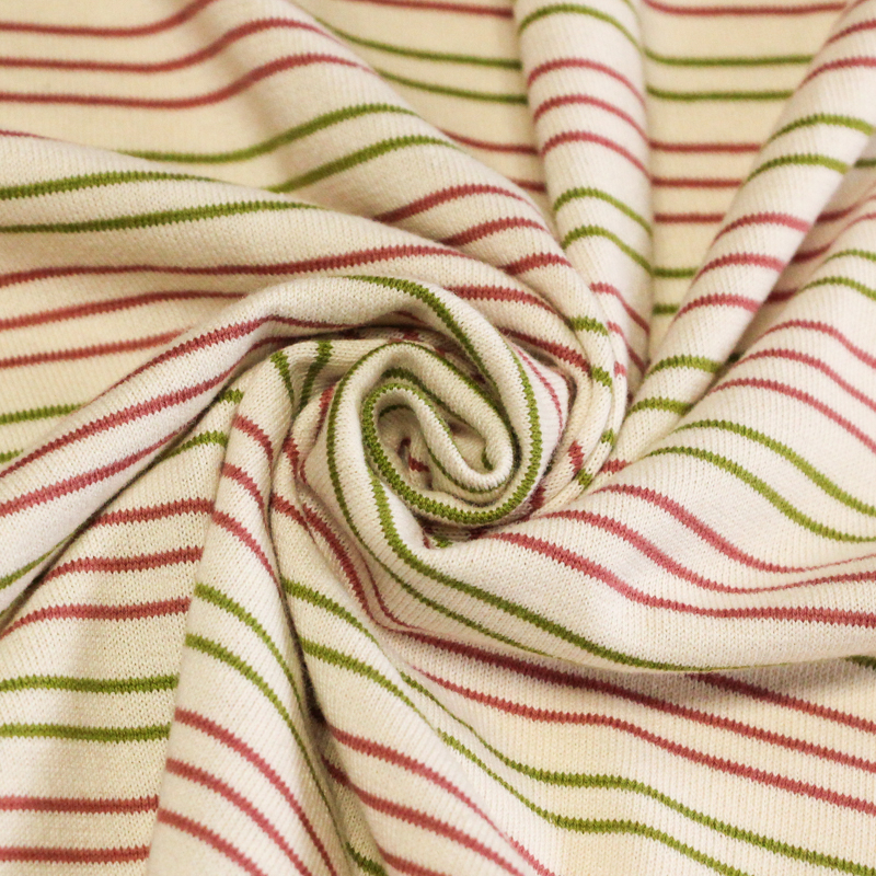Jersey 100% coton - Rayé rose & vert...