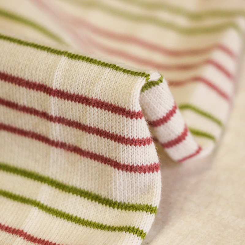 Jersey 100% coton - Rayé rose & vert...