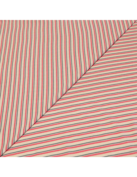 Jersey 100% coton - Rayures rose & bleu