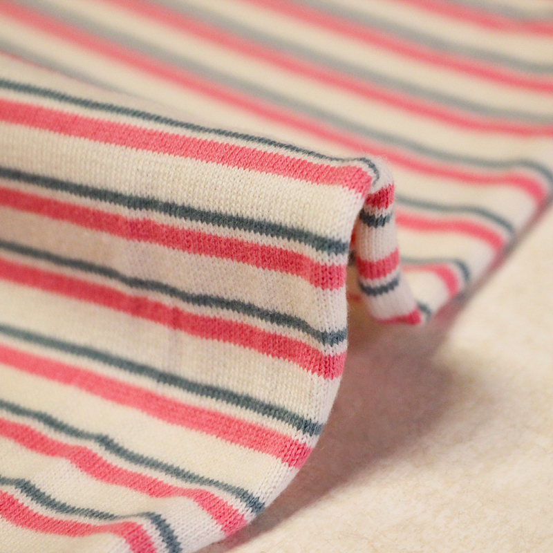 Jersey 100% coton - Rayures rose & bleu