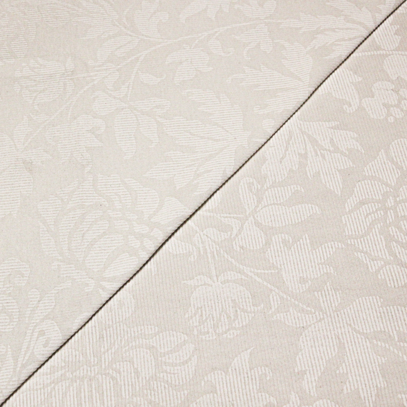 Jersey côtelé imprimé 100% coton -  Floral blanc