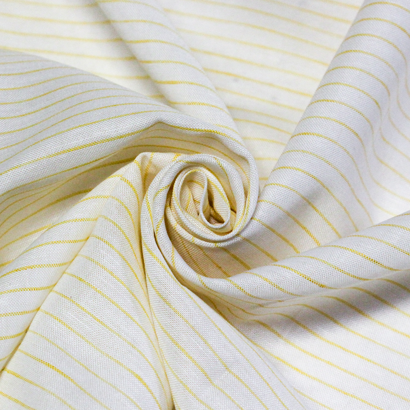 Étoffe lin & coton - Rayures fines...