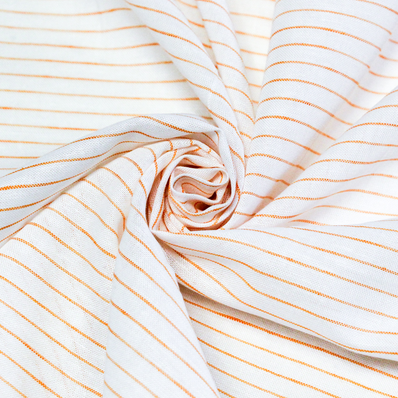 Étoffe lin & coton - Rayures fines...