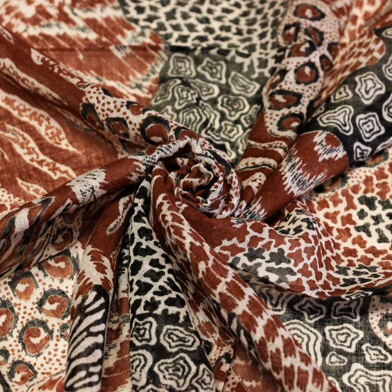 Paréo 100% coton -  Terre sauvage marron