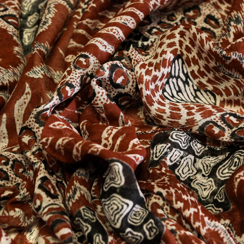 Paréo 100% coton -  Terre sauvage marron