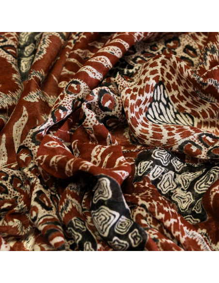 Paréo 100% coton -  Terre sauvage marron