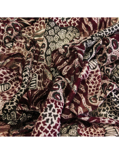 Paréo 100% coton -  Terre sauvage bordeaux