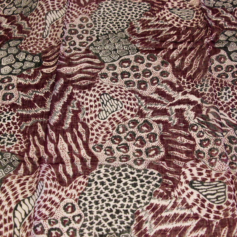 Paréo 100% coton -  Terre sauvage bordeaux