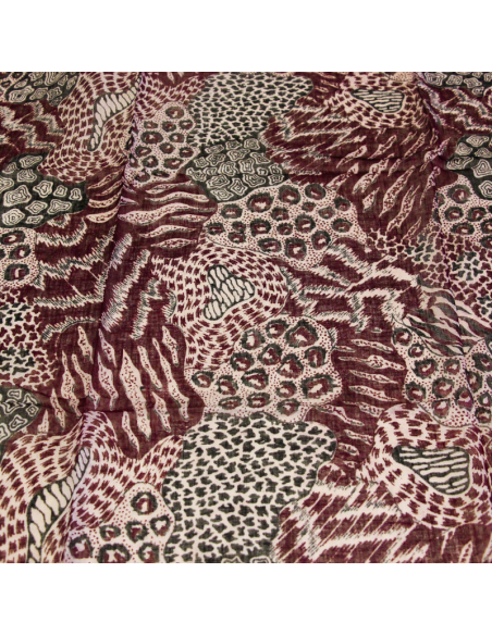 Paréo 100% coton -  Terre sauvage bordeaux