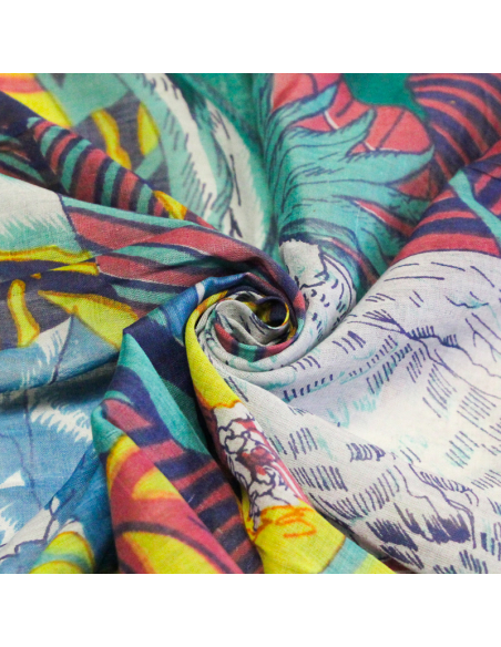 Paréo 100% coton -  Oiseaux du paradis