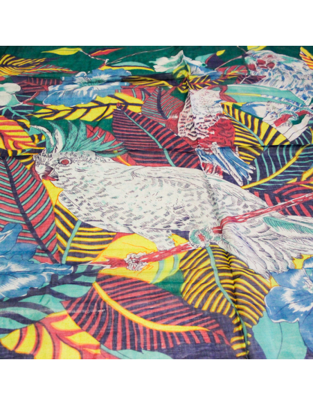 Paréo 100% coton -  Oiseaux du paradis