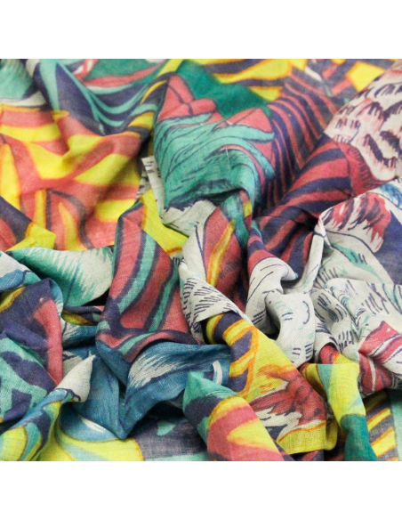 Paréo 100% coton -  Oiseaux du paradis