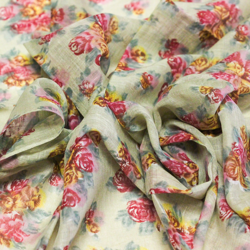 Paréo 100% coton - Roseraie