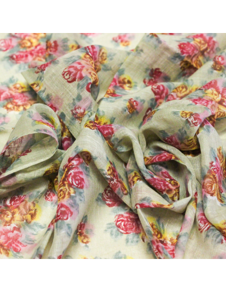 Paréo 100% coton - Roseraie