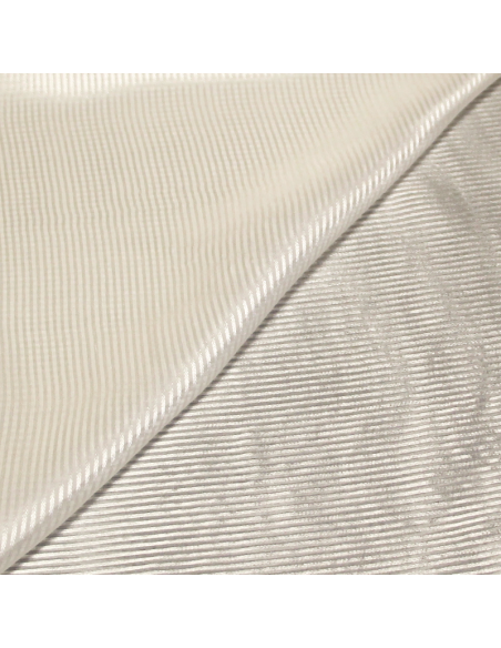 Mousseline 100% soie rayure satin - Blanc cassé