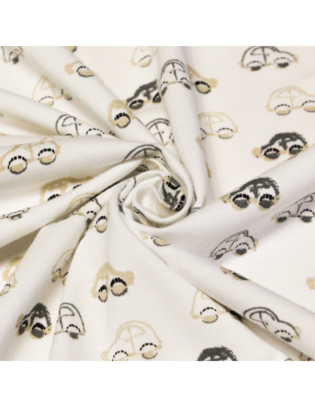 Jersey coton peigné & élasthanne - Petites voitures