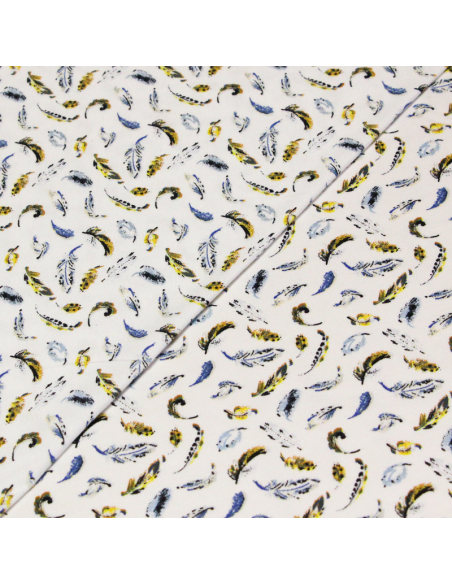 Jersey coton peigné & élasthanne - Plumes colorées