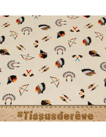 Jersey coton peigné & élasthanne - Symboles tribaux