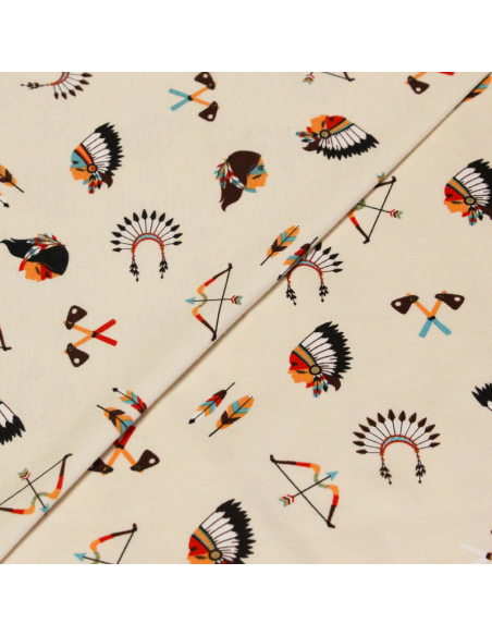 Jersey coton peigné & élasthanne - Symboles tribaux