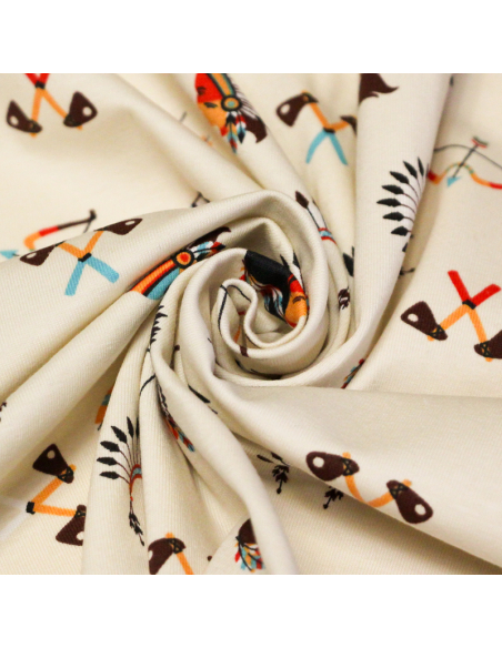 Jersey coton peigné & élasthanne - Symboles tribaux