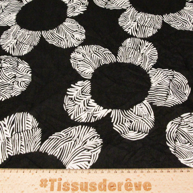 Voile de coton - Fleurs graphiques