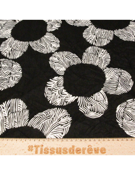 Voile de coton - Fleurs graphiques