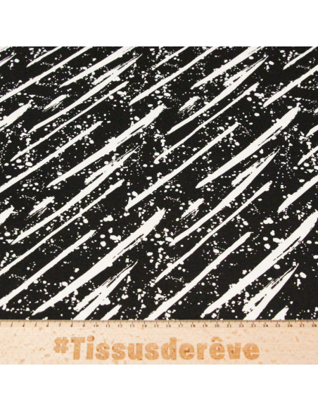 Jersey coton peigné & élasthanne – Coup de pinceau fond noir