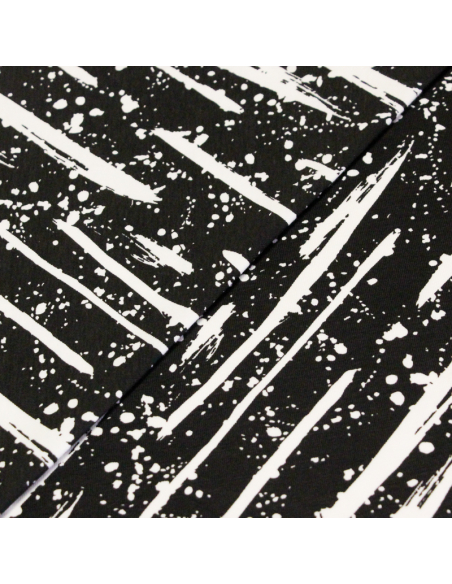 Jersey coton peigné & élasthanne – Coup de pinceau fond noir