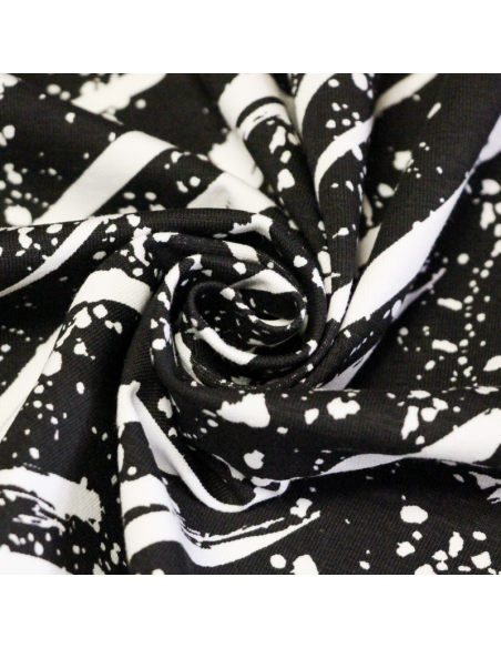 Jersey coton peigné & élasthanne – Coup de pinceau fond noir