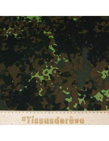 Satin coton viscose & élasthanne - Camouflage